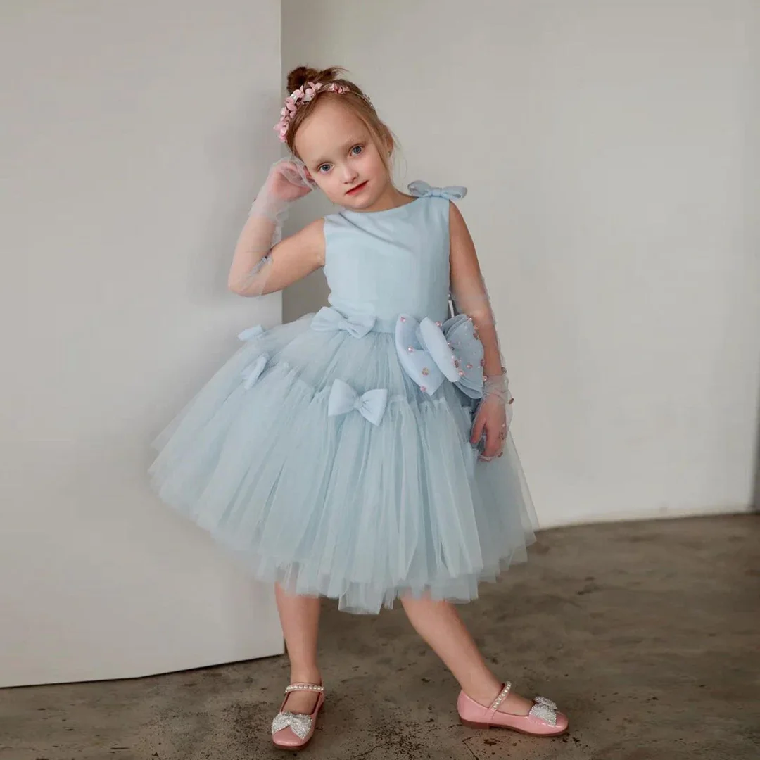 Light Blue Sleeveless Tutu Tulle Flower Girls Dresses Summer Kids A-line Ruffles Bow Birthday Party Dress Wholesale Child Gowns
Light Blue Sleeveless Tutu Tulle Flower Girls Dresses Summer Kids A-line Ruffles Bow Birthday Party Dress Wholesale Child Gowns