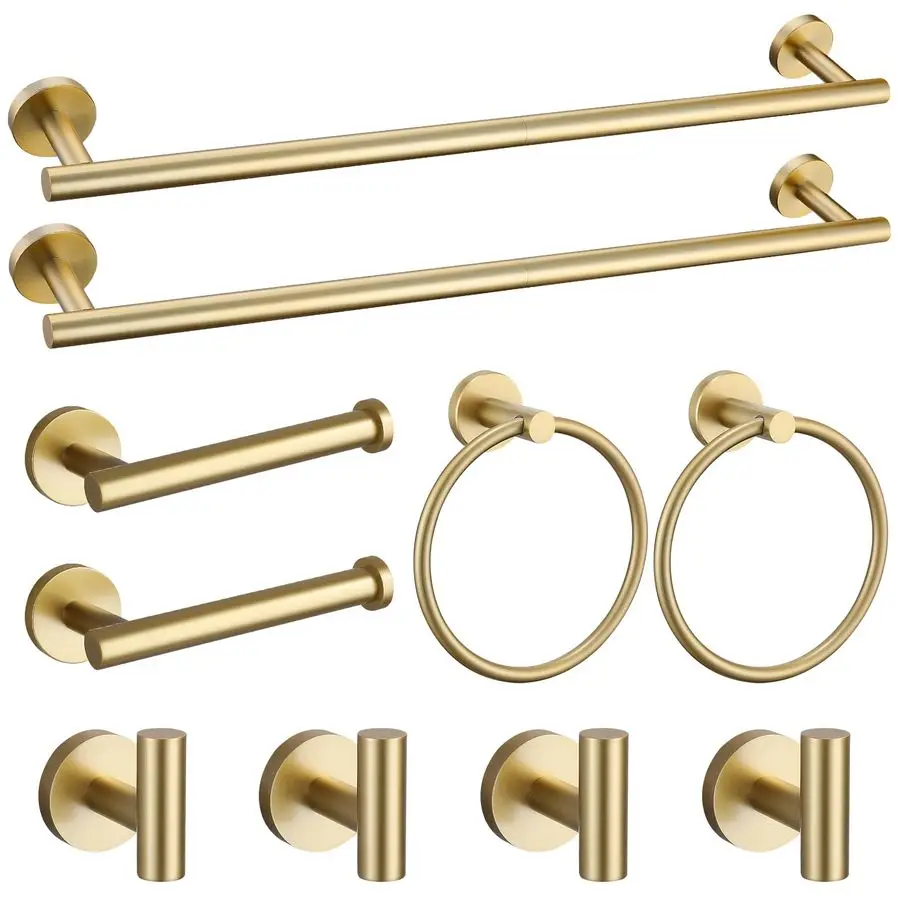 Gold Towel Bar Set 10 Pieces Bathroom Hardware Accessories Set Towel Rack Set for Bathroom SUS304 Stainless Steel Toilet Paper H
Gold Towel Bar Set 10 Pieces Bathroom Hardware Accessories Set Towel Rack Set for Bathroom SUS304 Stainless Steel Toilet Paper H
