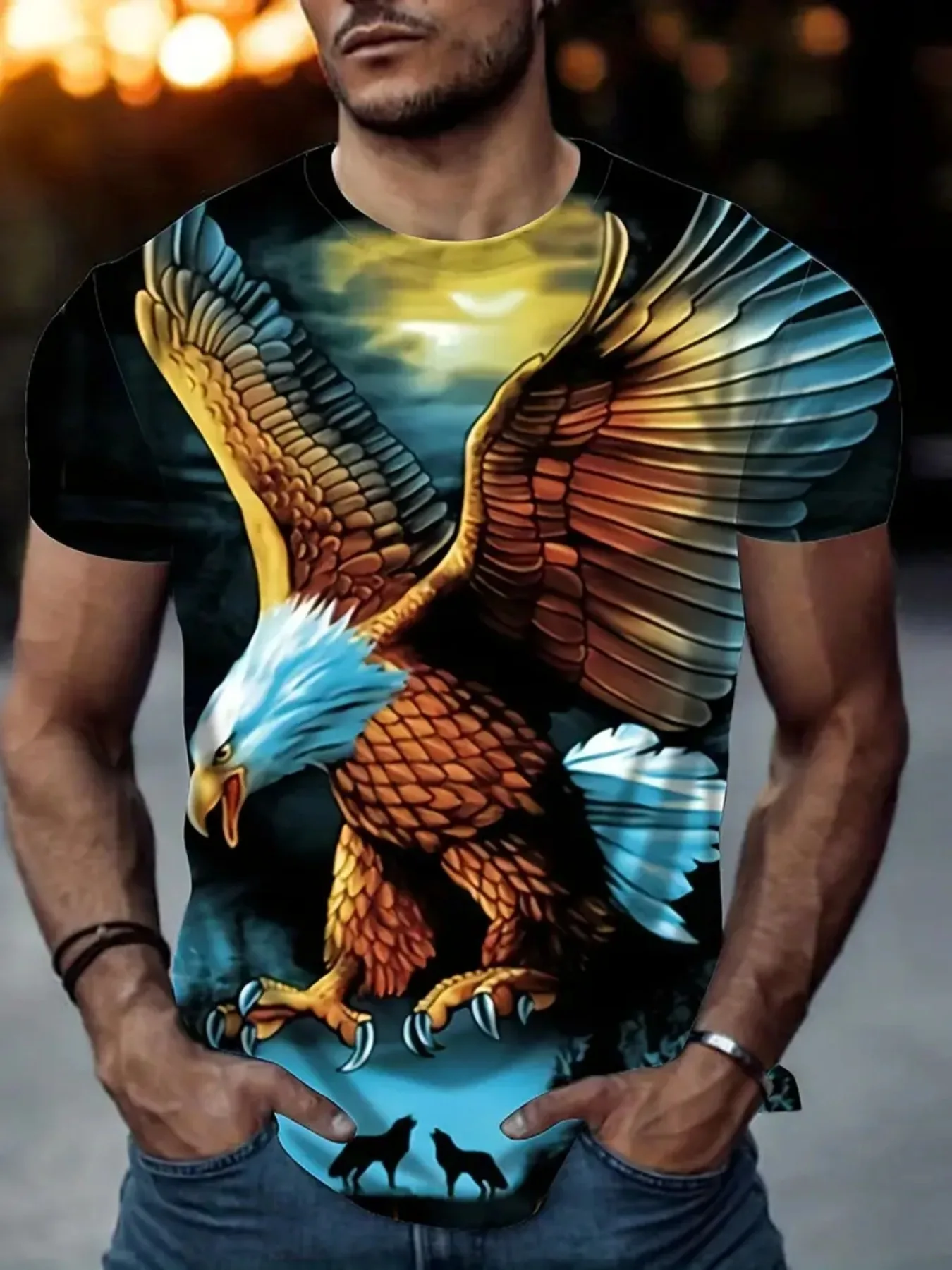 Men'S Eagle Graphic T-Shirt with Golden Accents Oversized Shirt Regular Fit Casual Shirt for Gym Running Everyday Men's Clothing
Men'S Eagle Graphic T-Shirt with Golden Accents Oversized Shirt Regular Fit Casual Shirt for Gym Running Everyday Men's Clothing