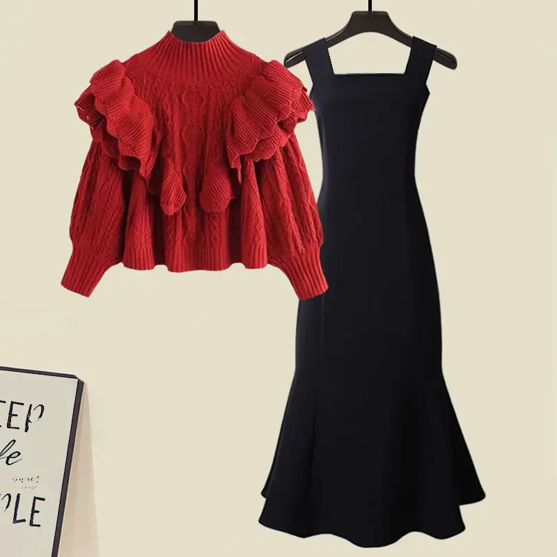 Small Fragrance Style Knitted Sweater And Fish Tail Dress Women's Fashion Set Autumn Winter Complete Outfit plus Size New Year
Small Fragrance Style Knitted Sweater And Fish Tail Dress Women's Fashion Set Autumn Winter Complete Outfit plus Size New Year