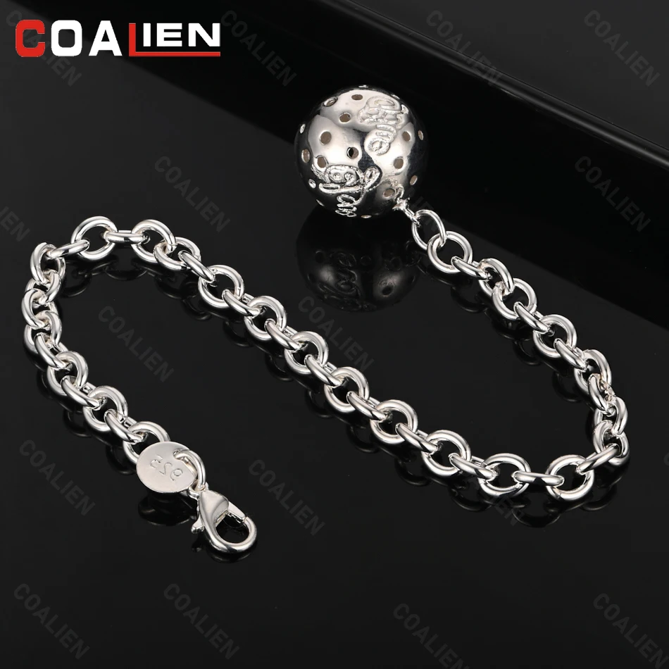 COALIEN 925 Sterling Silver Chain Hollow Ball Pendant Bracelet Charm Personality Fashion Woman Party Gift Wedding Jewelry
COALIEN 925 Sterling Silver Chain Hollow Ball Pendant Bracelet Charm Personality Fashion Woman Party Gift Wedding Jewelry