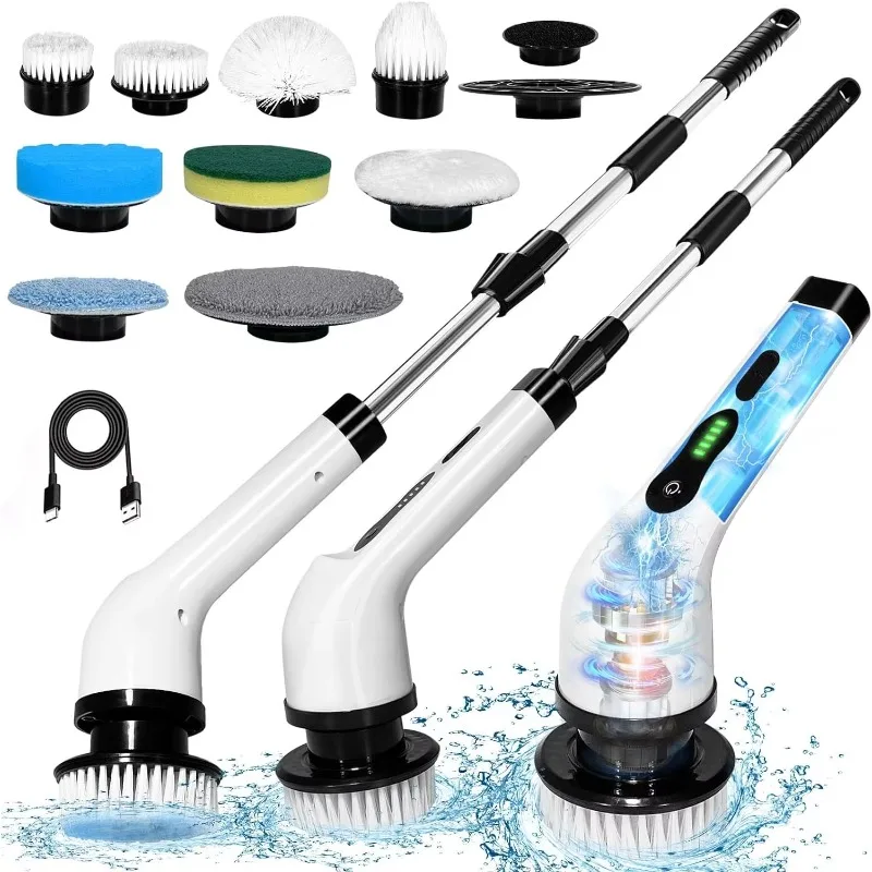 Electric Rotary Scrubber Cleaning Brush with 9-in-1 Turntable for Cleaning Bathroom Kitchen Floor Cart 
Electric Rotary Scrubber Cleaning Brush with 9-in-1 Turntable for Cleaning Bathroom Kitchen Floor Cart