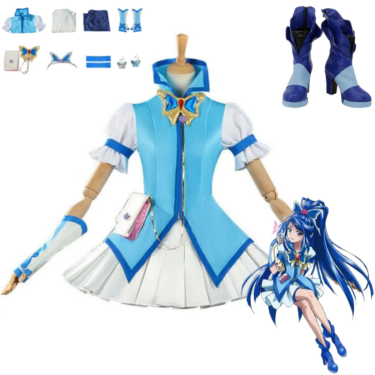 Аниме, да! Костюм для косплея Pretty Cure 5 Миназуки Карен, платье принцессы Precure 5 Cure Aqua Blue, женский сексуальный костюм на Хэллоуин
Аниме, да! Костюм для косплея Pretty Cure 5 Миназуки Карен, платье принцессы Precure 5 Cure Aqua Blue, женский сексуальный костюм на Хэллоуин