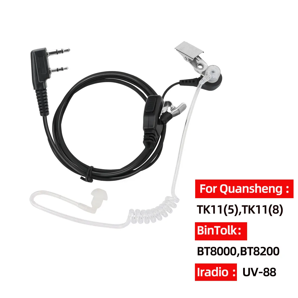 Walkie Talkie Mic 2 Pin Headphone Acoustic Air Tube Earpiece Headsets Mic PTT for Quansheng TK11(5) (8) iradio UV-88 BT8000
Walkie Talkie Mic 2 Pin Headphone Acoustic Air Tube Earpiece Headsets Mic PTT for Quansheng TK11(5) (8) iradio UV-88 BT8000