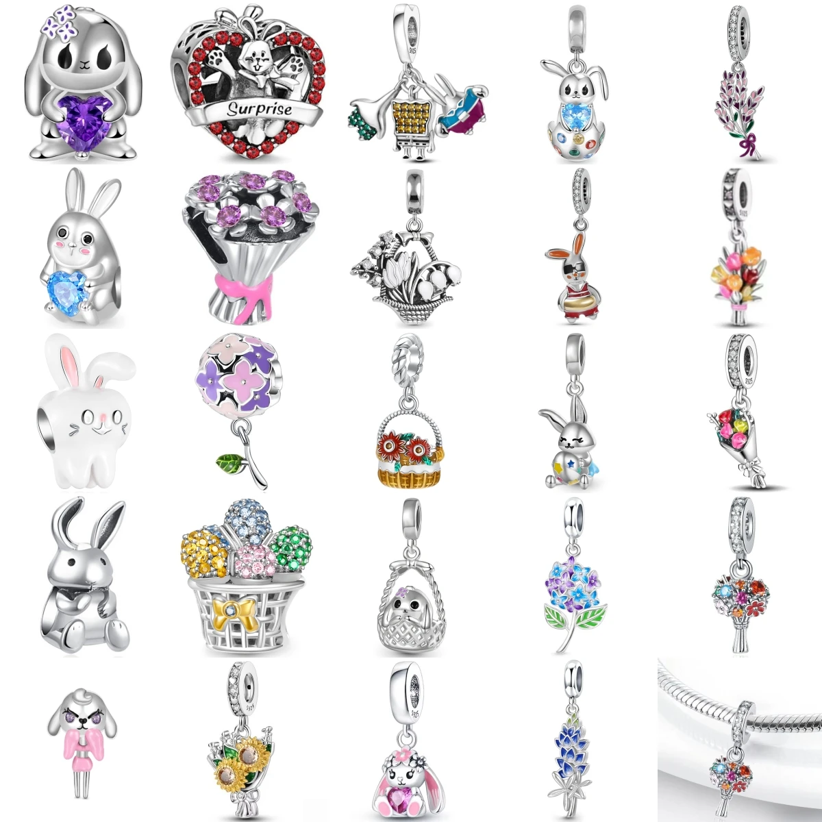 Fashion 925 Sterling Silver Easter Collection Charm Easter Egg Flower Basket Rabbit Bead Fit Original Bracelet DIY Women Jewelry
Fashion 925 Sterling Silver Easter Collection Charm Easter Egg Flower Basket Rabbit Bead Fit Original Bracelet DIY Women Jewelry