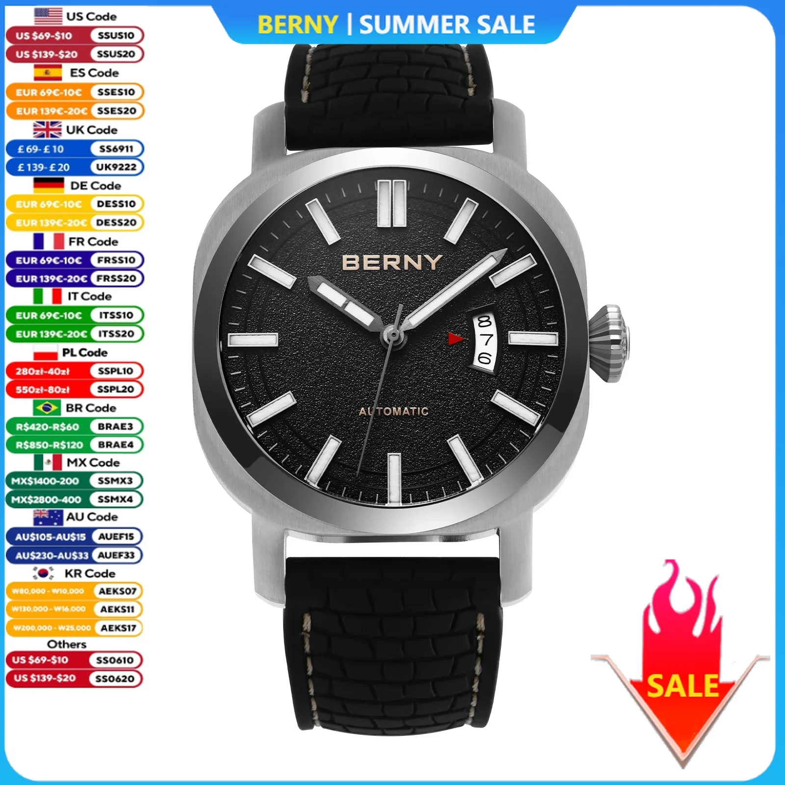 BERNY Diver Watches for Men Automatic Mechanical Men's Watches Calendar Super Luminous Sapphire 10ATM Waterproof Dive Wristwatch
BERNY Diver Watches for Men Automatic Mechanical Men's Watches Calendar Super Luminous Sapphire 10ATM Waterproof Dive Wristwatch