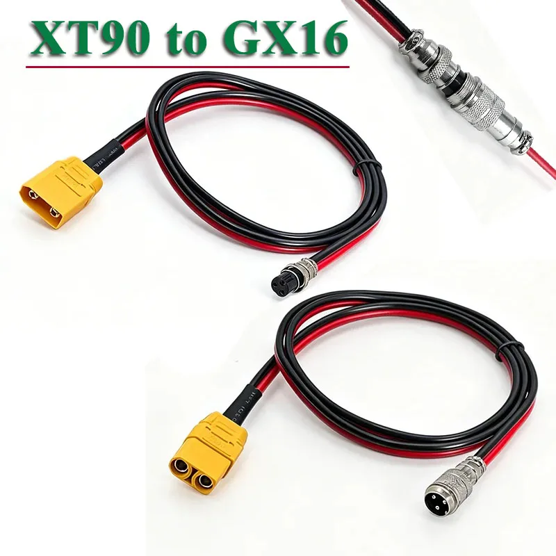 XT90 to GX16 Electric Vehicle Power Cord GX16 2/3 Pin Male To XT90 Female Model Aircraft Connector Battery Charging Output Cable
XT90 to GX16 Electric Vehicle Power Cord GX16 2/3 Pin Male To XT90 Female Model Aircraft Connector Battery Charging Output Cable