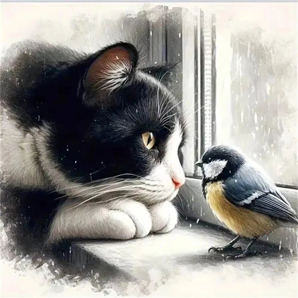 Sketch Style Black White Cat & Blue Tit Jigsaw Puzzle, Window Sill Pet Friend Home Decor Gift High Quality Perfect Home Decor
Sketch Style Black White Cat & Blue Tit Jigsaw Puzzle, Window Sill Pet Friend Home Decor Gift High Quality Perfect Home Decor