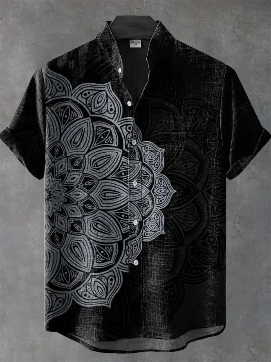 2025 Men's mandala flower pattern short sleeve shirt Summer vintage new linen shirt men's short sleeve leisure holiday streetwea
2025 Men's mandala flower pattern short sleeve shirt Summer vintage new linen shirt men's short sleeve leisure holiday streetwea