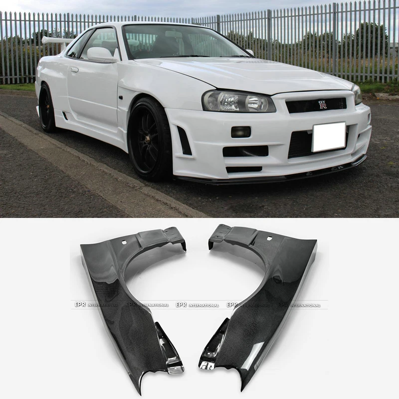 For Nissan Skyline R34 GTR BNR34 BV2 Style Vented Fenders - Carbon Fiber & FRP Options 1999-2002
For Nissan Skyline R34 GTR BNR34 BV2 Style Vented Fenders - Carbon Fiber & FRP Options 1999-2002