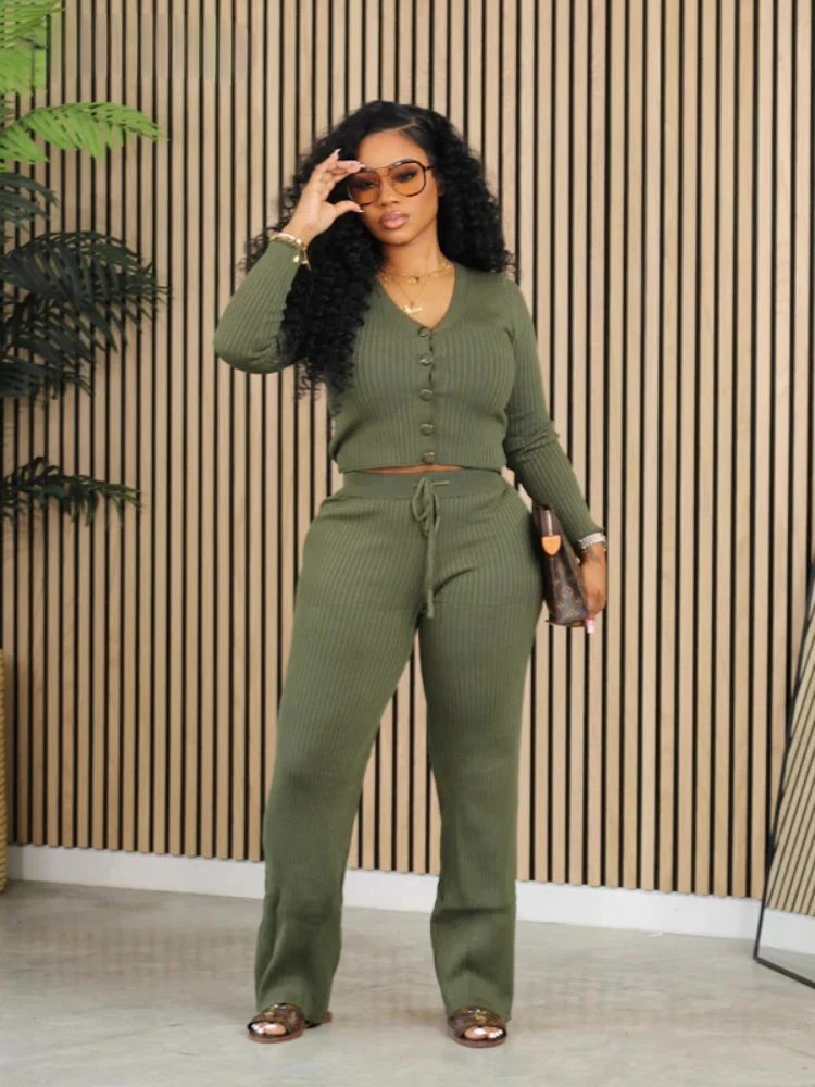 BWQ Knit Ribbed Women's Set Long Sleeve Button Sweater and Straight Wide Leg Pants 2024 Two 2 Piece Sets Outfit Tracksuit
BWQ Knit Ribbed Women's Set Long Sleeve Button Sweater and Straight Wide Leg Pants 2024 Two 2 Piece Sets Outfit Tracksuit