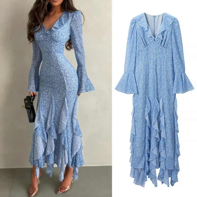 Withered 2026 Summer European And American Style Fashionable Slim Fit Long Sleeved Ruffle Edge Slimming V-neck Dress
Withered 2026 Summer European And American Style Fashionable Slim Fit Long Sleeved Ruffle Edge Slimming V-neck Dress