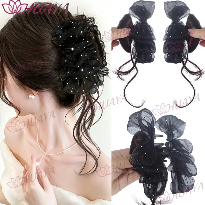 Women’s Synthetic Mesh Rhinestone Claw Clip Bun Wig, Tousled Low Ponytail Extension, Natural Daily Wear
Women’s Synthetic Mesh Rhinestone Claw Clip Bun Wig, Tousled Low Ponytail Extension, Natural Daily Wear