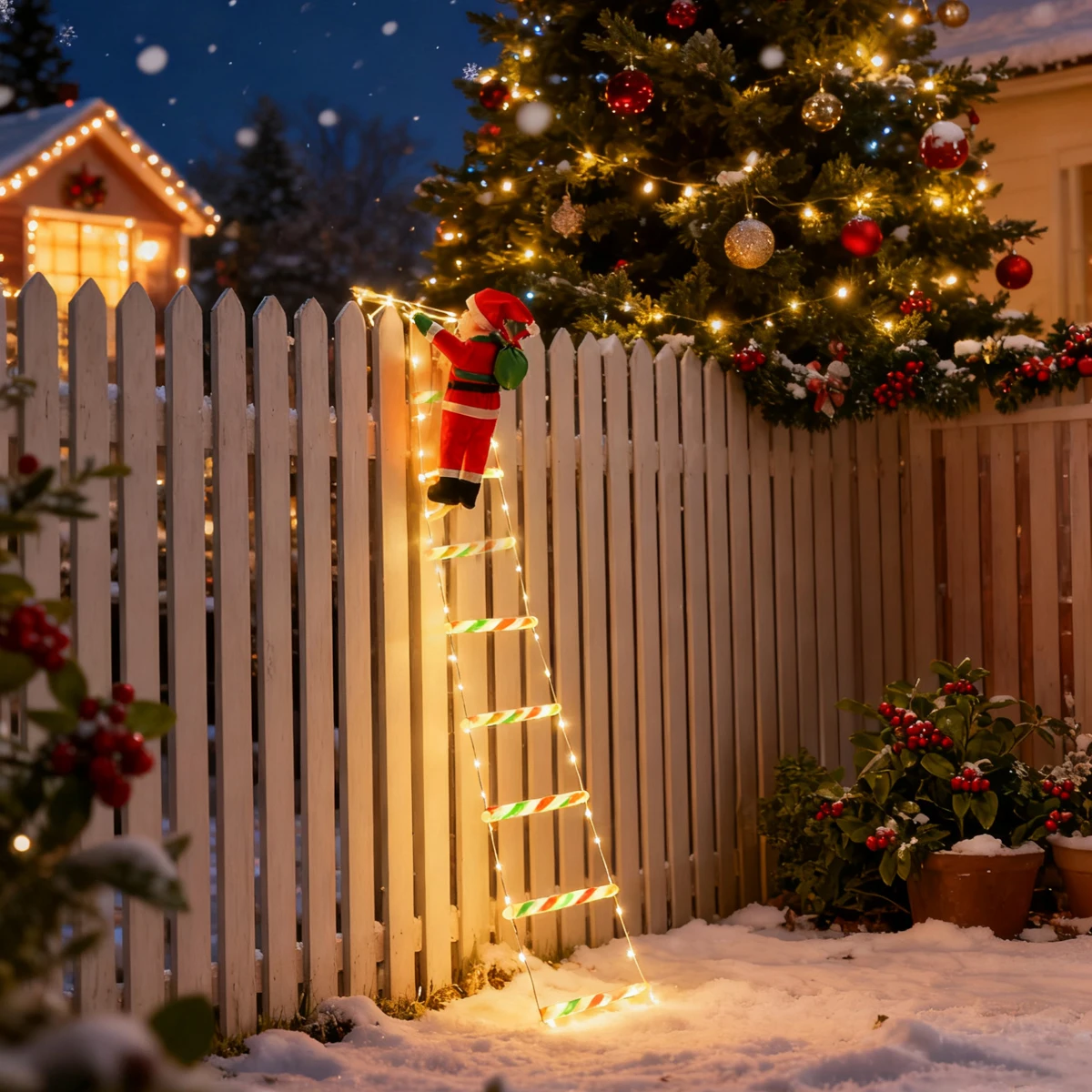 Световая гирлянда со лестницей Санта-Клауса, подходит для украшения рождественской вечеринки, украшения рождественского освещения, украшения сада
Световая гирлянда со лестницей Санта-Клауса, подходит для украшения рождественской вечеринки, украшения рождественского освещения, украшения сада