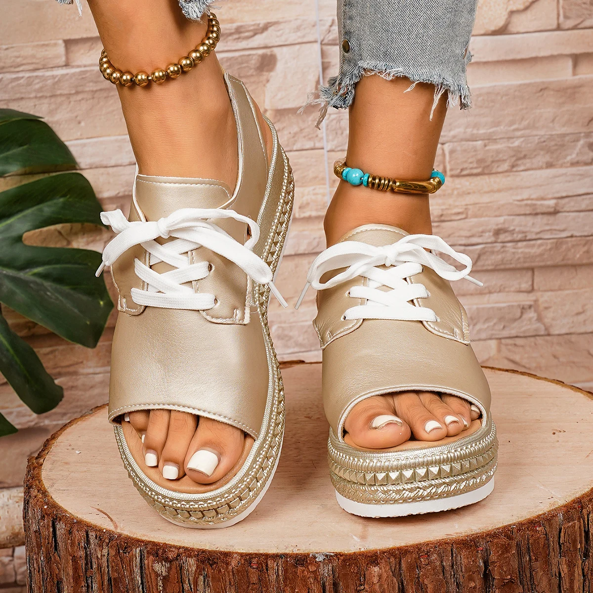 Женские дизайнерские сандалии на танкетке с открытым носком, летняя обувь на шнуровке, удобные сандалии без шнуровки на танкетке, Zapatos De Mujer
Женские дизайнерские сандалии на танкетке с открытым носком, летняя обувь на шнуровке, удобные сандалии без шнуровки на танкетке, Zapatos De Mujer