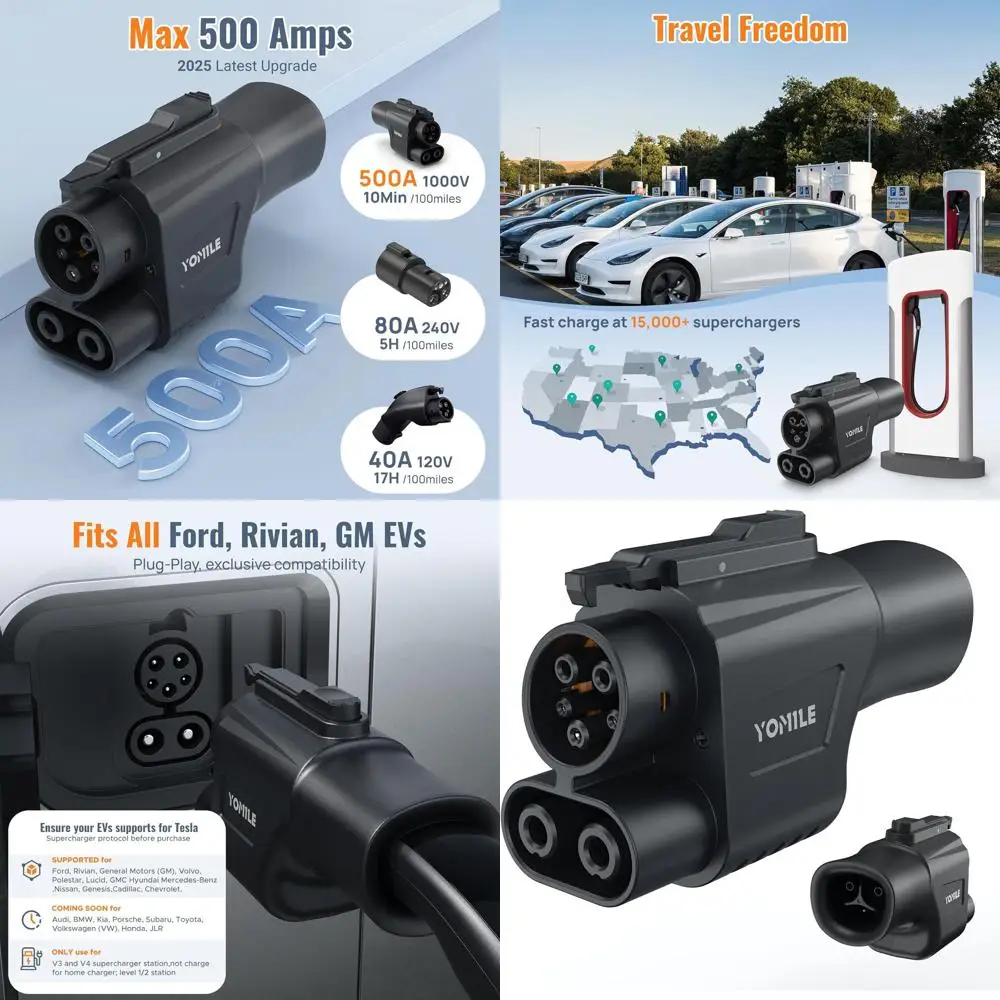 2025 Upgraded for Tesla Supercharger to CCS1 Charging Adapter Max 500A, 1000V- Fast Charge NACS to CCS Charging Adapter Compatib
2025 Upgraded for Tesla Supercharger to CCS1 Charging Adapter Max 500A, 1000V- Fast Charge NACS to CCS Charging Adapter Compatib
