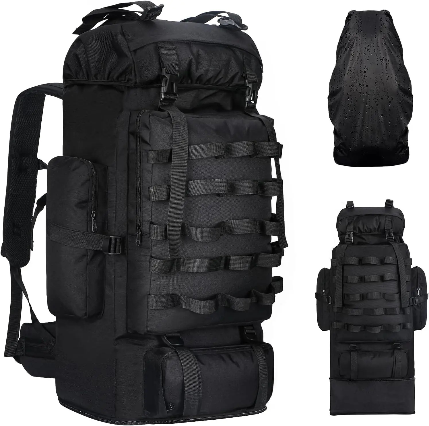 70L/100L Expandable Military Tactical Backpack with Rain Cover, Waterproof Molle Racksack for Hiking, Camping, Trekking (Black)
70L/100L Expandable Military Tactical Backpack with Rain Cover, Waterproof Molle Racksack for Hiking, Camping, Trekking (Black)