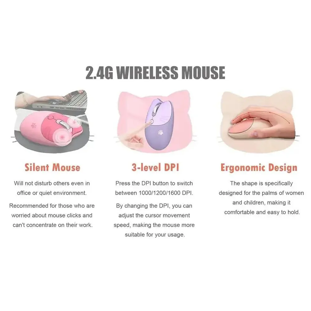 Cute Candy Colors Cat Dual-Mode Mouse 2.4G+Bluetooth Wireless Silent Gaming Mice For Laptop PC Girl Kids Gamer Daily Use Gift
Cute Candy Colors Cat Dual-Mode Mouse 2.4G+Bluetooth Wireless Silent Gaming Mice For Laptop PC Girl Kids Gamer Daily Use Gift