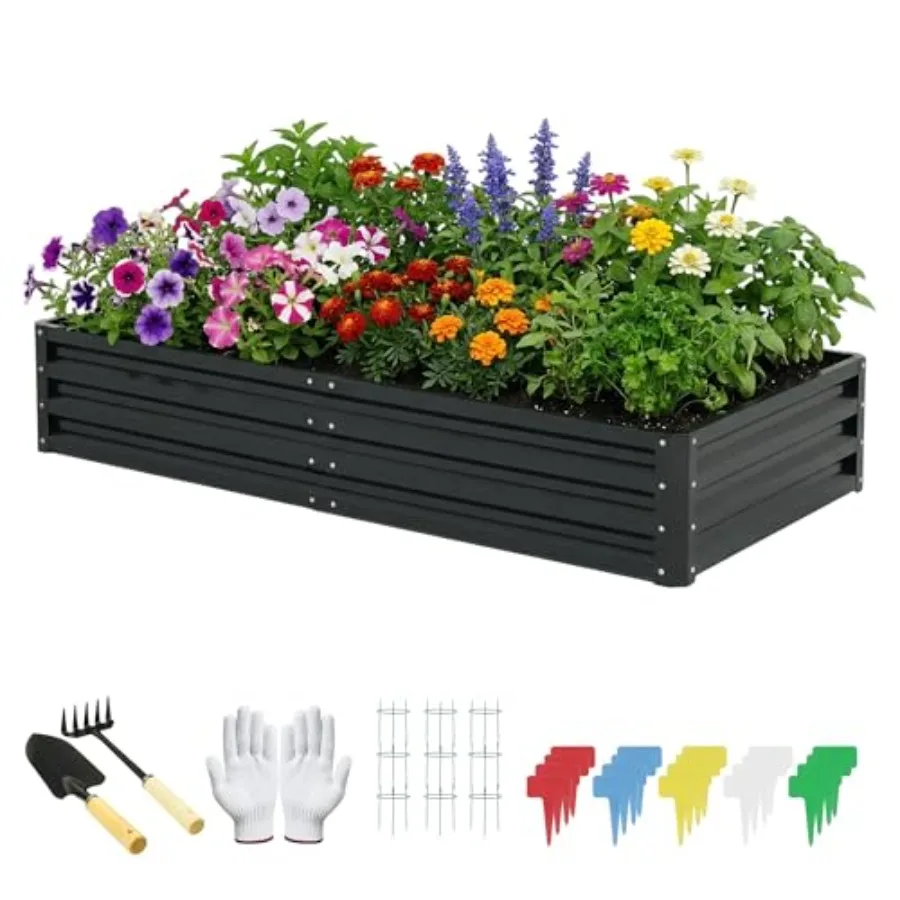 Galvanized Raised Garden Bed for Vegetables Flowers Herbs, Cover Outdoor Extra-Thick Metal Planter Box Kit, w/Tomato Cage, Labe
Galvanized Raised Garden Bed for Vegetables Flowers Herbs, Cover Outdoor Extra-Thick Metal Planter Box Kit, w/Tomato Cage, Labe