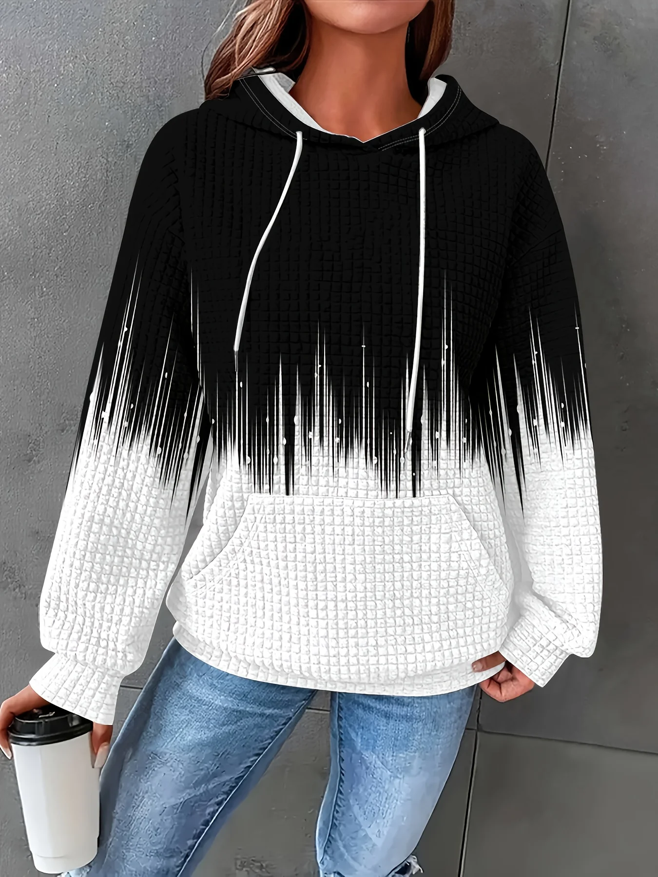 Printed Design casual style Black and White Gradient Pattern hoodie
Printed Design casual style Black and White Gradient Pattern hoodie