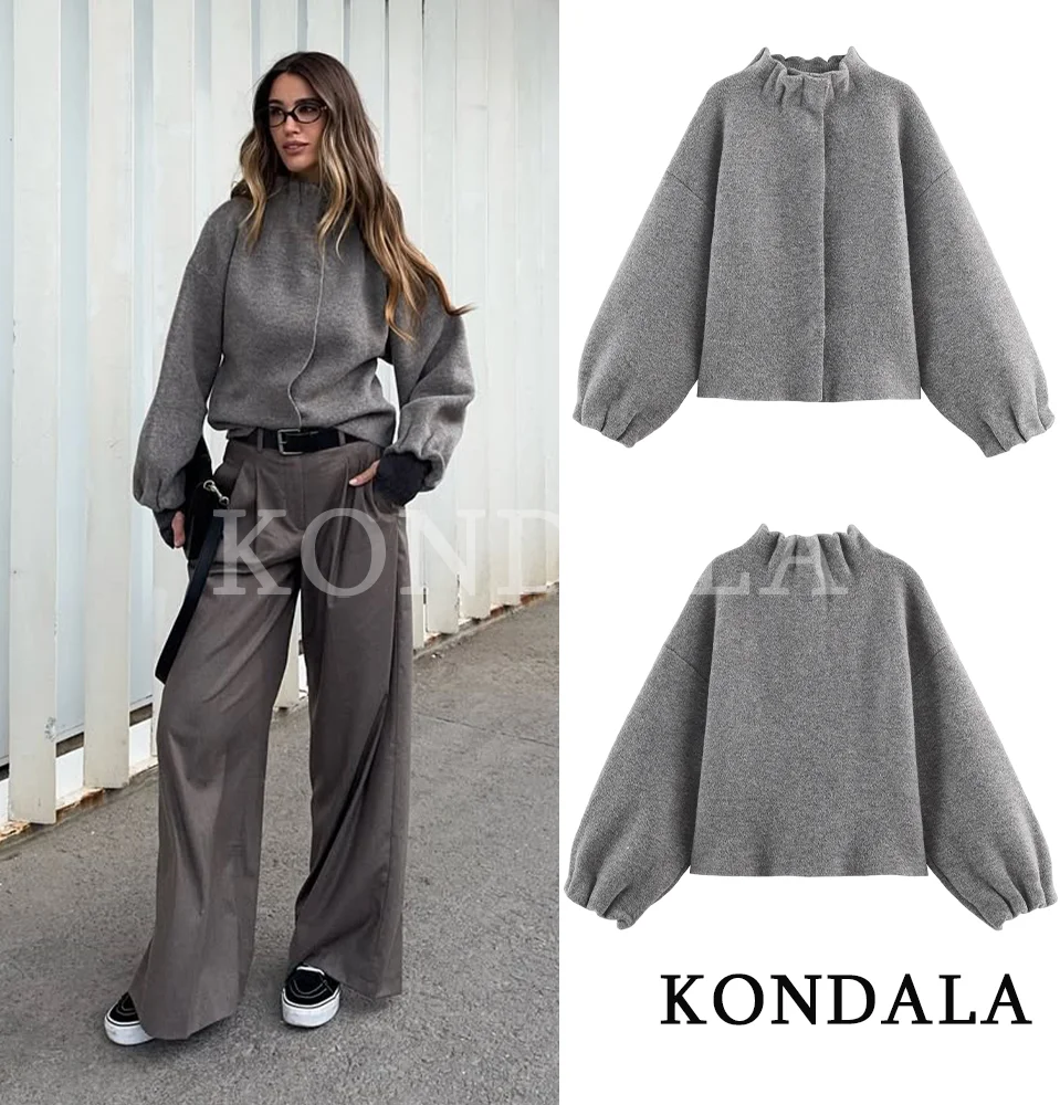 KONDALA модная минималистичная вязаная куртка женская элегантная повседневная весенне-осенняя серая кардиган 2026 модная уличная куртка для поездок на работу
KONDALA модная минималистичная вязаная куртка женская элегантная повседневная весенне-осенняя серая кардиган 2026 модная уличная куртка для поездок на работу