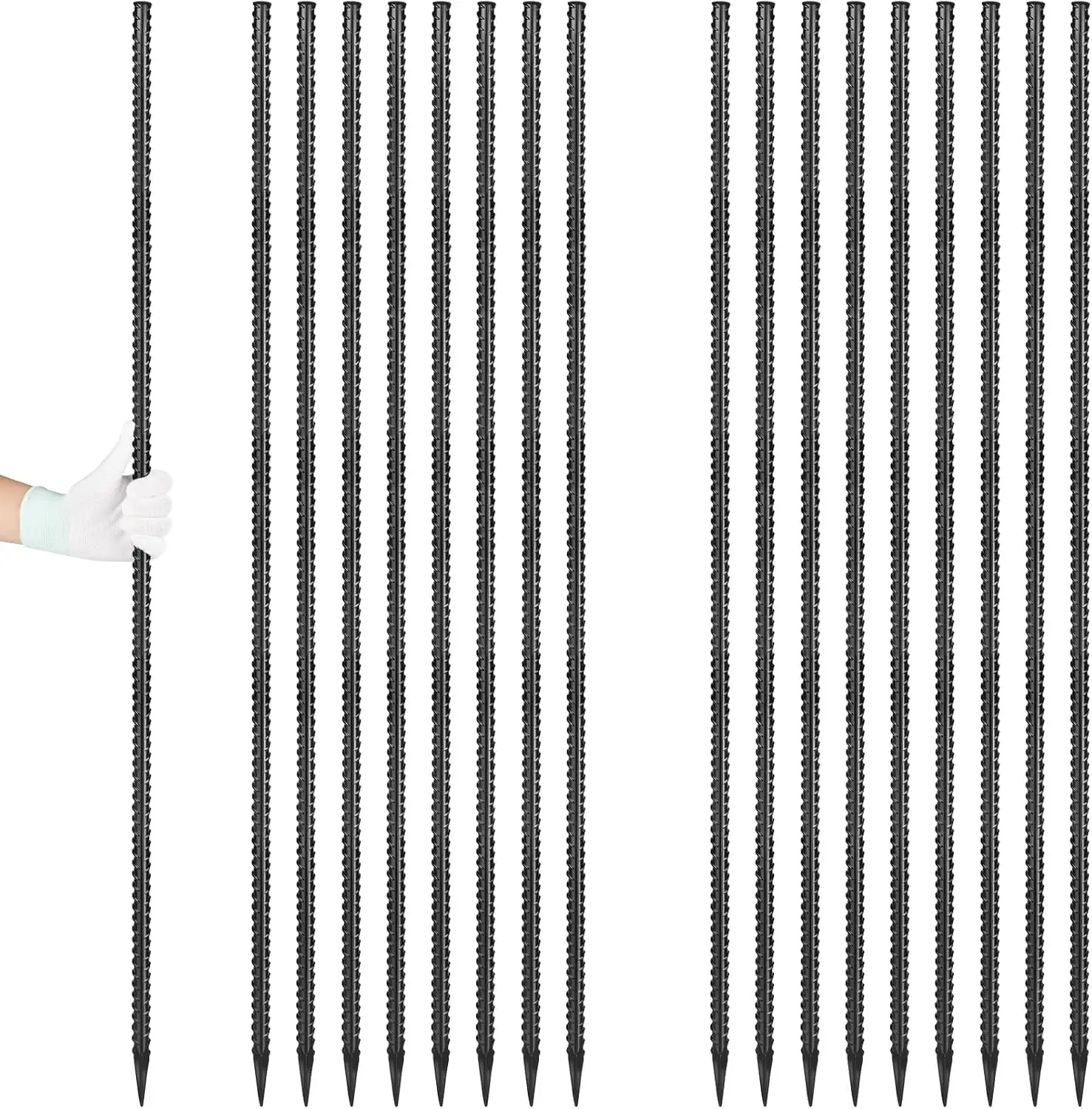 36-inch Rebar Stakes, 16-Pack, 3/8" Diameter for Landscaping, Fence Securing, Garden Support, Survey Markers
36-inch Rebar Stakes, 16-Pack, 3/8" Diameter for Landscaping, Fence Securing, Garden Support, Survey Markers