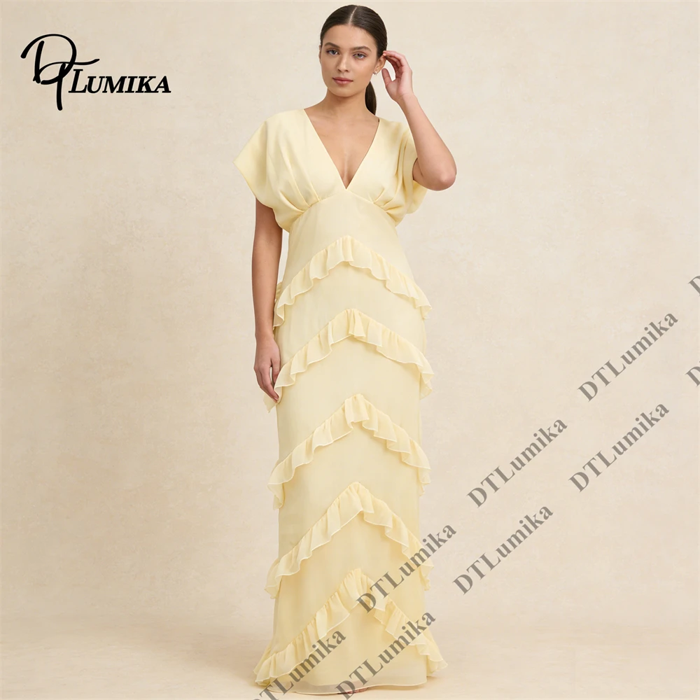 DTLumika Women's Chiffon Maxi Dress with Elegant V Neck Tiered Sheath Long Semi-Formal Dresses Customized Party Prom Gown
DTLumika Women's Chiffon Maxi Dress with Elegant V Neck Tiered Sheath Long Semi-Formal Dresses Customized Party Prom Gown