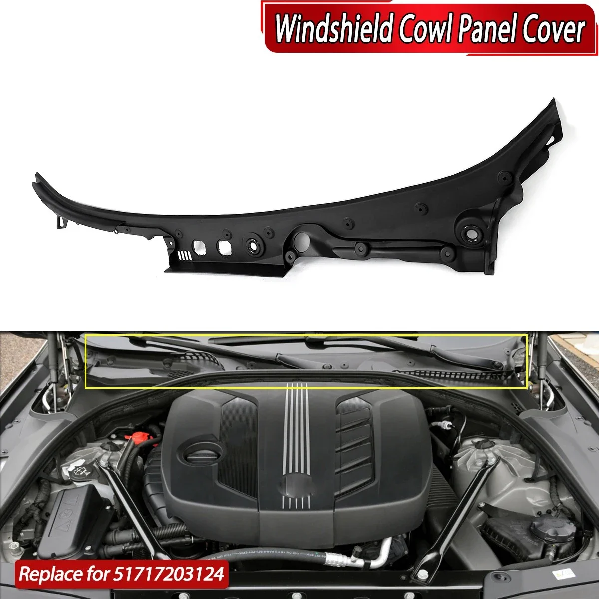 For 2011-2016 BMW 5-Series F10 F11 528i 535d 535i 550i M5 Windshield Wiper Cover Vent Cowl Grille Panel for 51717203124
For 2011-2016 BMW 5-Series F10 F11 528i 535d 535i 550i M5 Windshield Wiper Cover Vent Cowl Grille Panel for 51717203124
