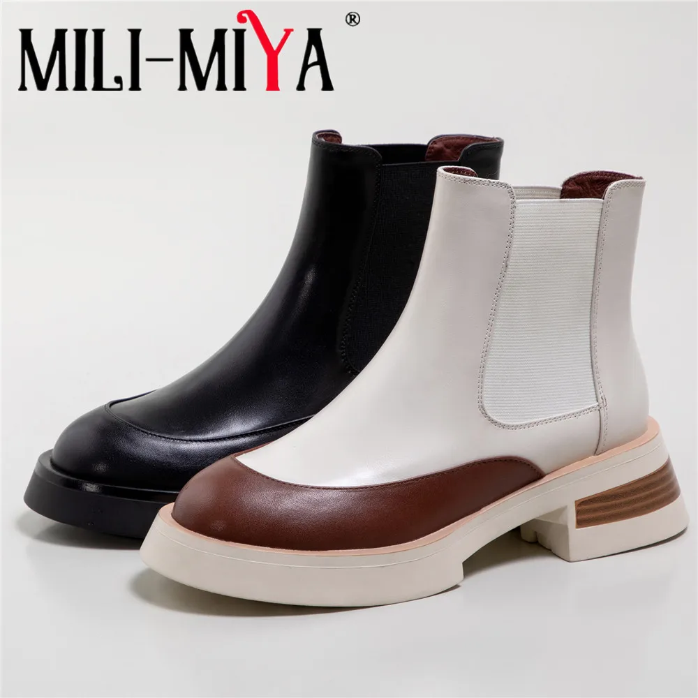MILI-MIYA женские ботильоны из коровьей кожи с круглым носком, удобные повседневные ботинки без шнуровки на низком каблуке, большой размер 34–40, ручная работа для женщин
MILI-MIYA женские ботильоны из коровьей кожи с круглым носком, удобные повседневные ботинки без шнуровки на низком каблуке, большой размер 34–40, ручная работа для женщин