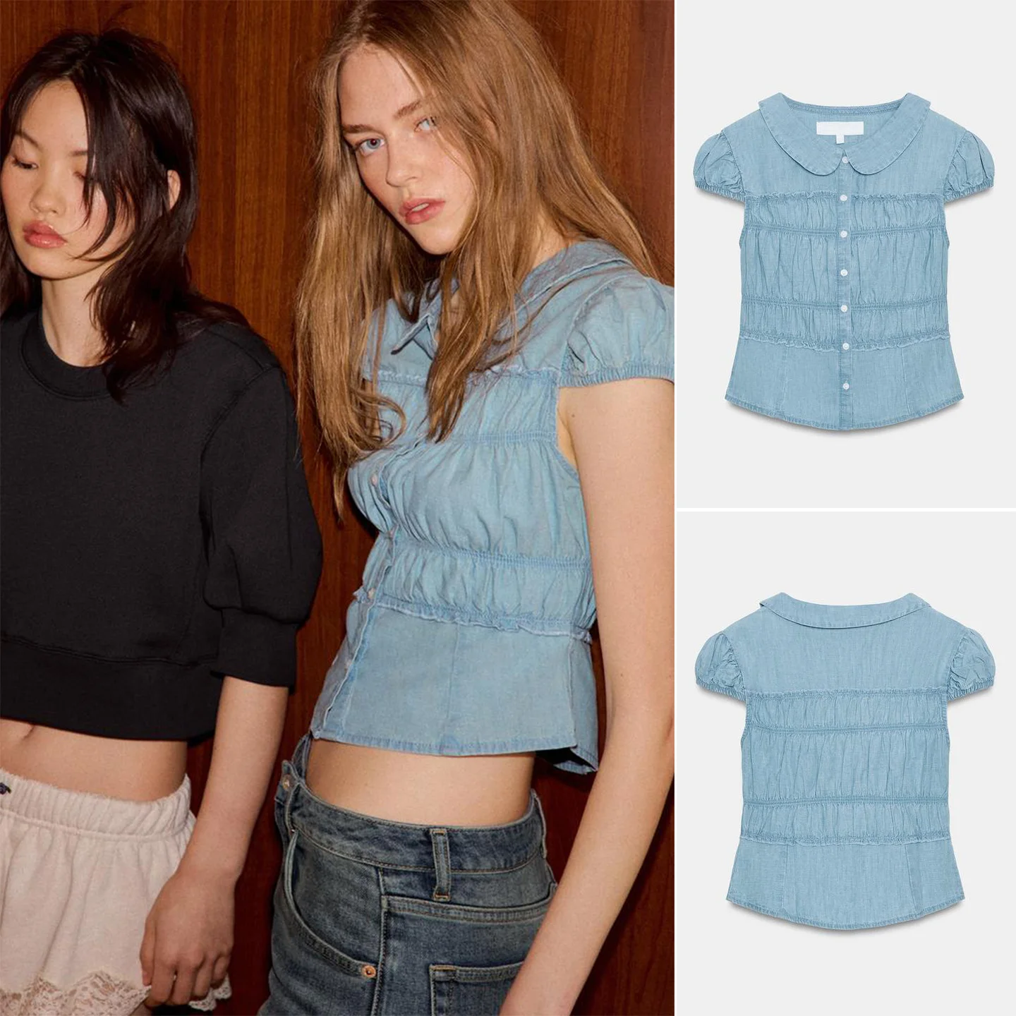 Spring New Sweet Sle Women's irt Bubble ort Sve Pleated Collar Folded Design Polyester Fiber Skin-friendly Breathable
Spring New Sweet Sle Women's irt Bubble ort Sve Pleated Collar Folded Design Polyester Fiber Skin-friendly Breathable