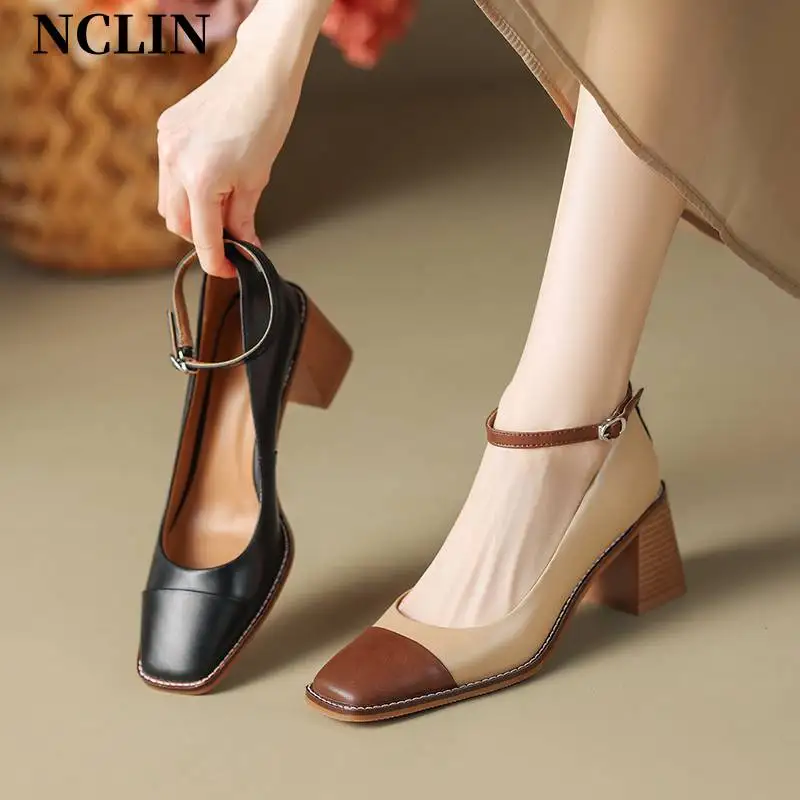 2024 New Spring/Autumn Genuine Leather Women's Shoes Ankle Buckle Straps Round Toe Mixed Color Summer Women Pumps Med Heels
2024 New Spring/Autumn Genuine Leather Women's Shoes Ankle Buckle Straps Round Toe Mixed Color Summer Women Pumps Med Heels