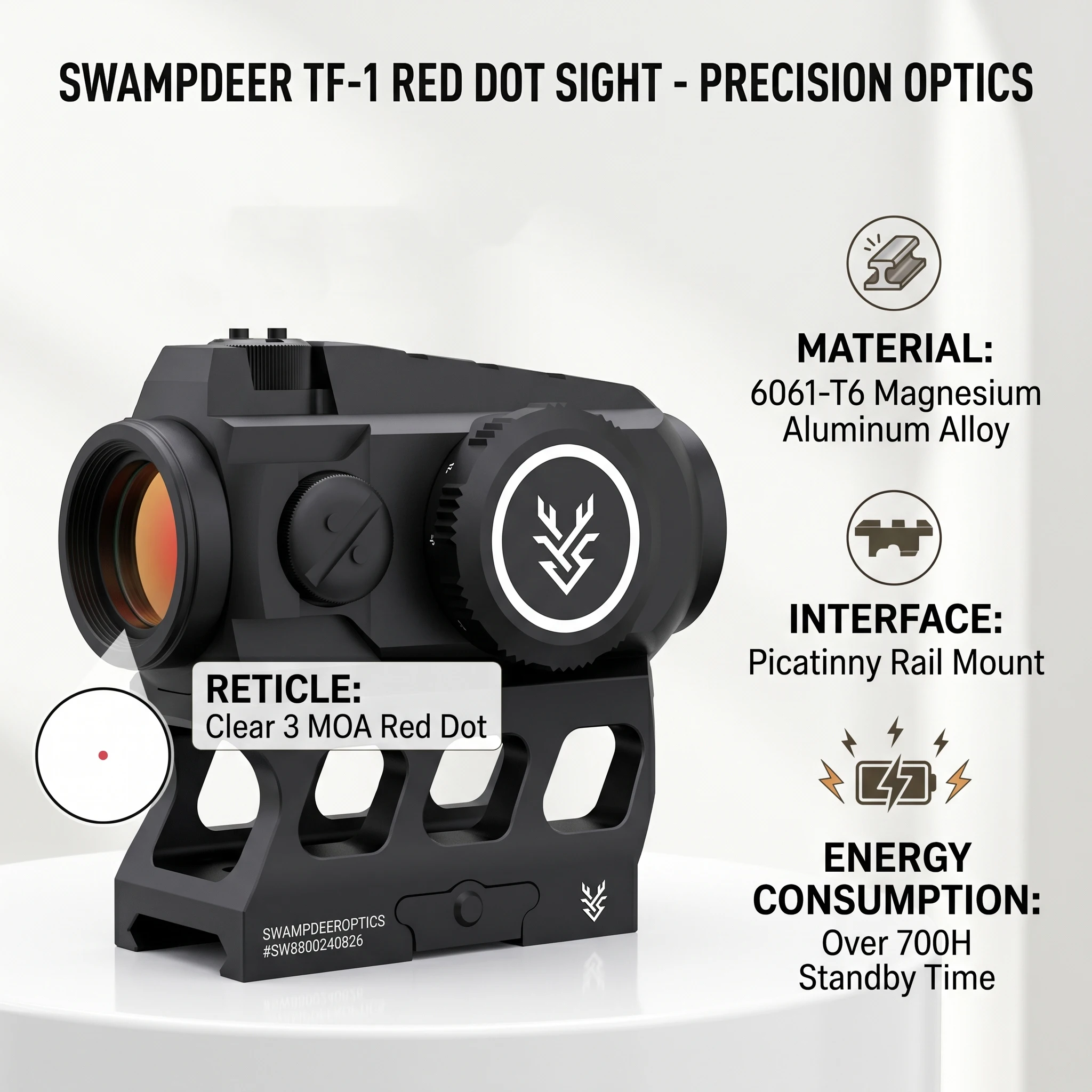 SWAMP DEER TF-1 3MOA Red Dot Scope Collimator Sight Tactical Red Dot Viewfinder Hunting Gear Rifle Scope Optical
SWAMP DEER TF-1 3MOA Red Dot Scope Collimator Sight Tactical Red Dot Viewfinder Hunting Gear Rifle Scope Optical
