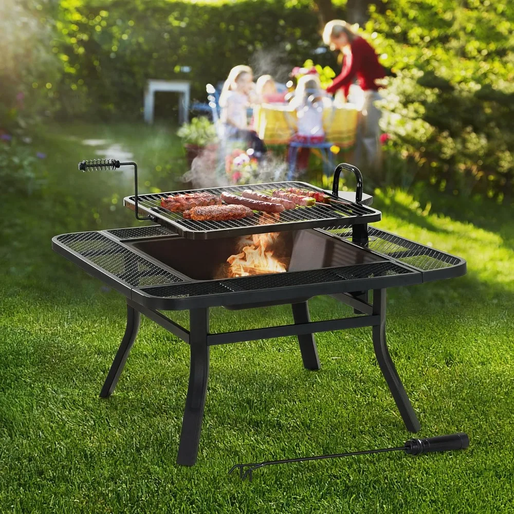 38 in. Fire Pit for Outside, Square Wood Burning Firepit Large Steel Fire Pits with Adjustable Cooking Swivel BBQ Grill a
38 in. Fire Pit for Outside, Square Wood Burning Firepit Large Steel Fire Pits with Adjustable Cooking Swivel BBQ Grill a