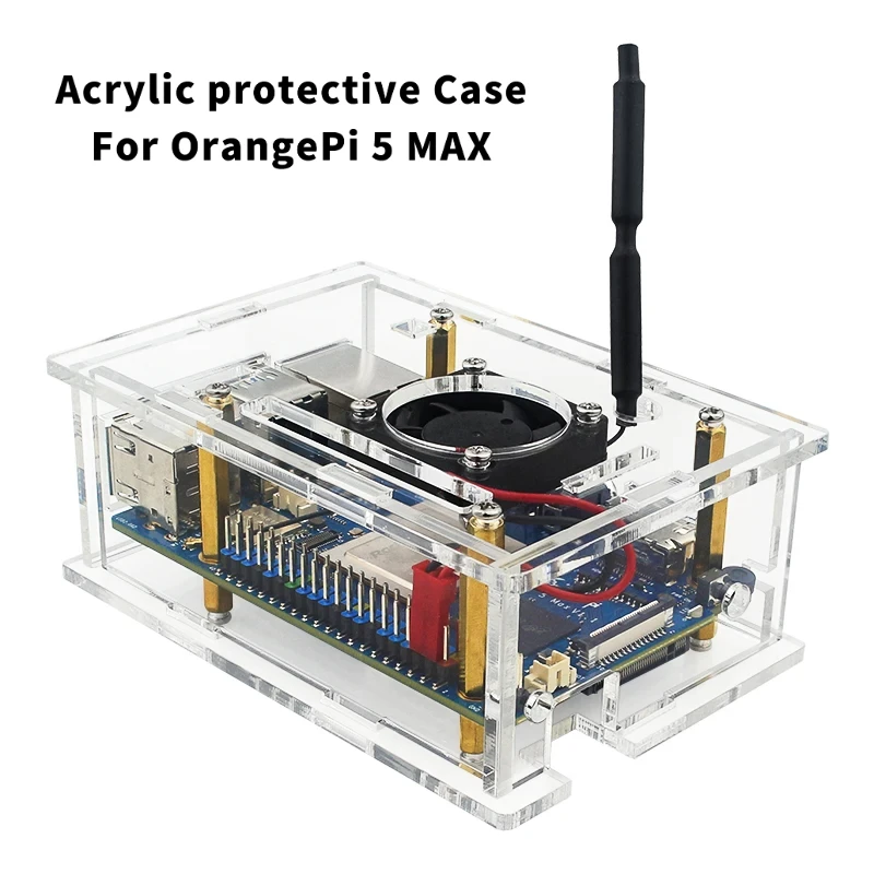 Акриловый корпус Orange Pi 5 Max, прозрачный защитный корпус, охлаждающий вентилятор, алюминиевые радиаторы, дополнительно для Orange Pi 5 Max
Акриловый корпус Orange Pi 5 Max, прозрачный защитный корпус, охлаждающий вентилятор, алюминиевые радиаторы, дополнительно для Orange Pi 5 Max