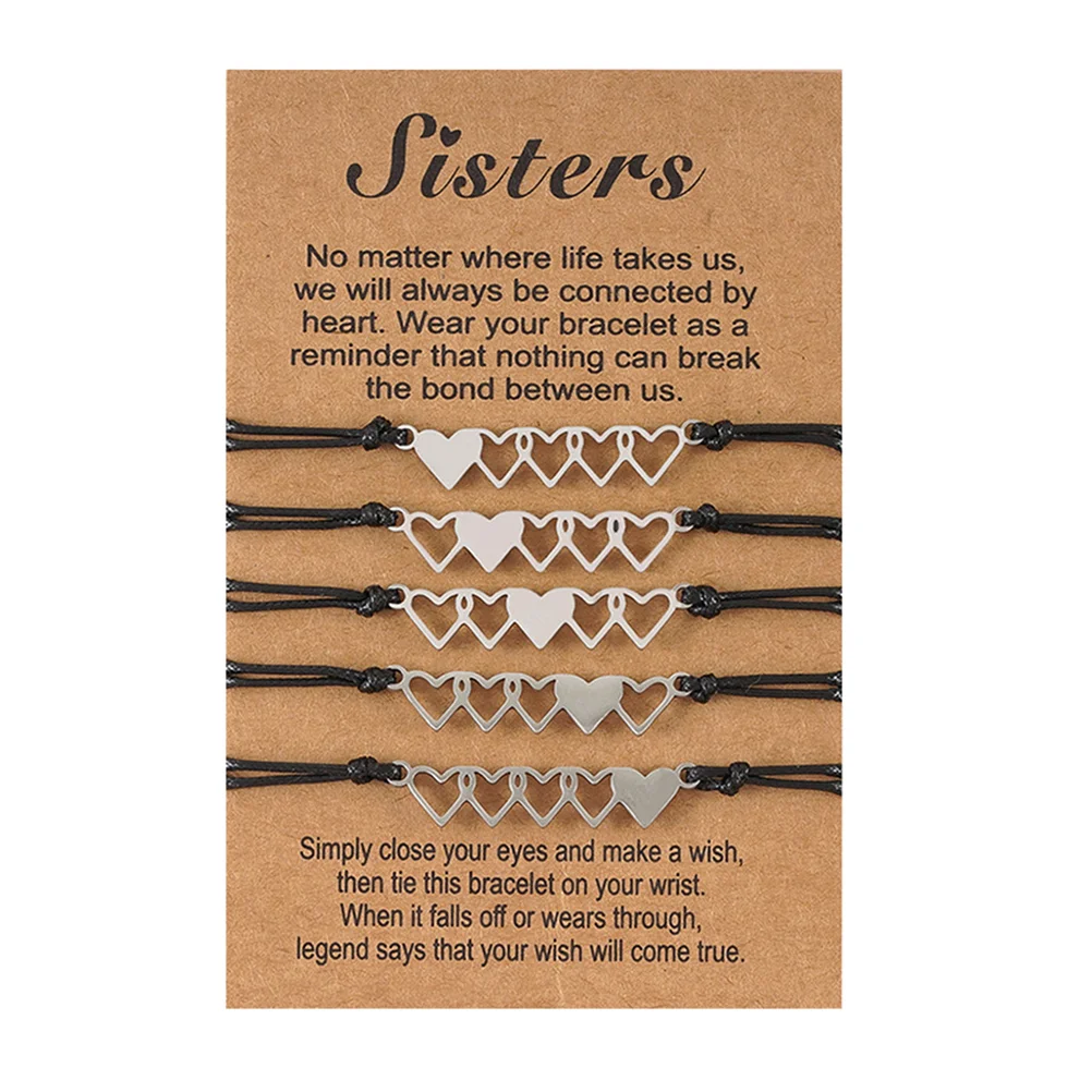 5 Pcs Sisters Card Stainless Steel Bracelets Ladies Girl Girls for Lovers Wrist Ropes Weaving Couples
5 Pcs Sisters Card Stainless Steel Bracelets Ladies Girl Girls for Lovers Wrist Ropes Weaving Couples