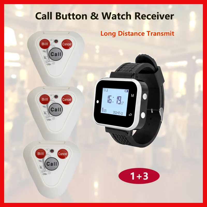 QWICALL Factory 3 Long Distance Button Transmitters 1 Wrist Watch Pager Wireless Calling System Service For Restaurant
QWICALL Factory 3 Long Distance Button Transmitters 1 Wrist Watch Pager Wireless Calling System Service For Restaurant