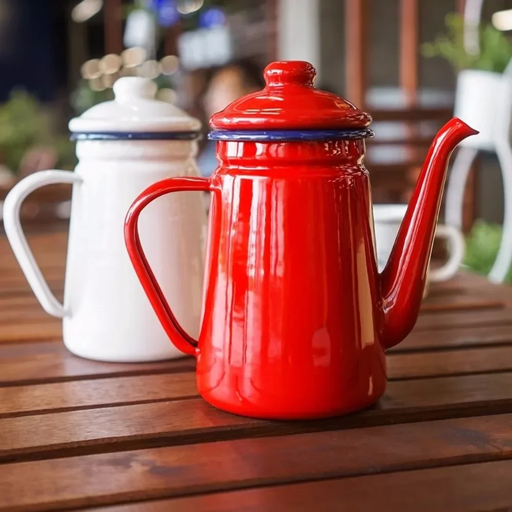 1.1L Enamel Coffee Pot Hand Tea Kettle Induction Cooker Gas Stove Universal coffee carafe
1.1L Enamel Coffee Pot Hand Tea Kettle Induction Cooker Gas Stove Universal coffee carafe