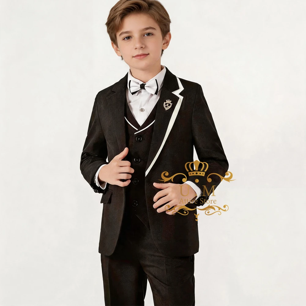 Custom boys wedding suit 3pcs set black white jacket vest pants slim fit formal tuxedo for kids prom birthday party gift
Custom boys wedding suit 3pcs set black white jacket vest pants slim fit formal tuxedo for kids prom birthday party gift