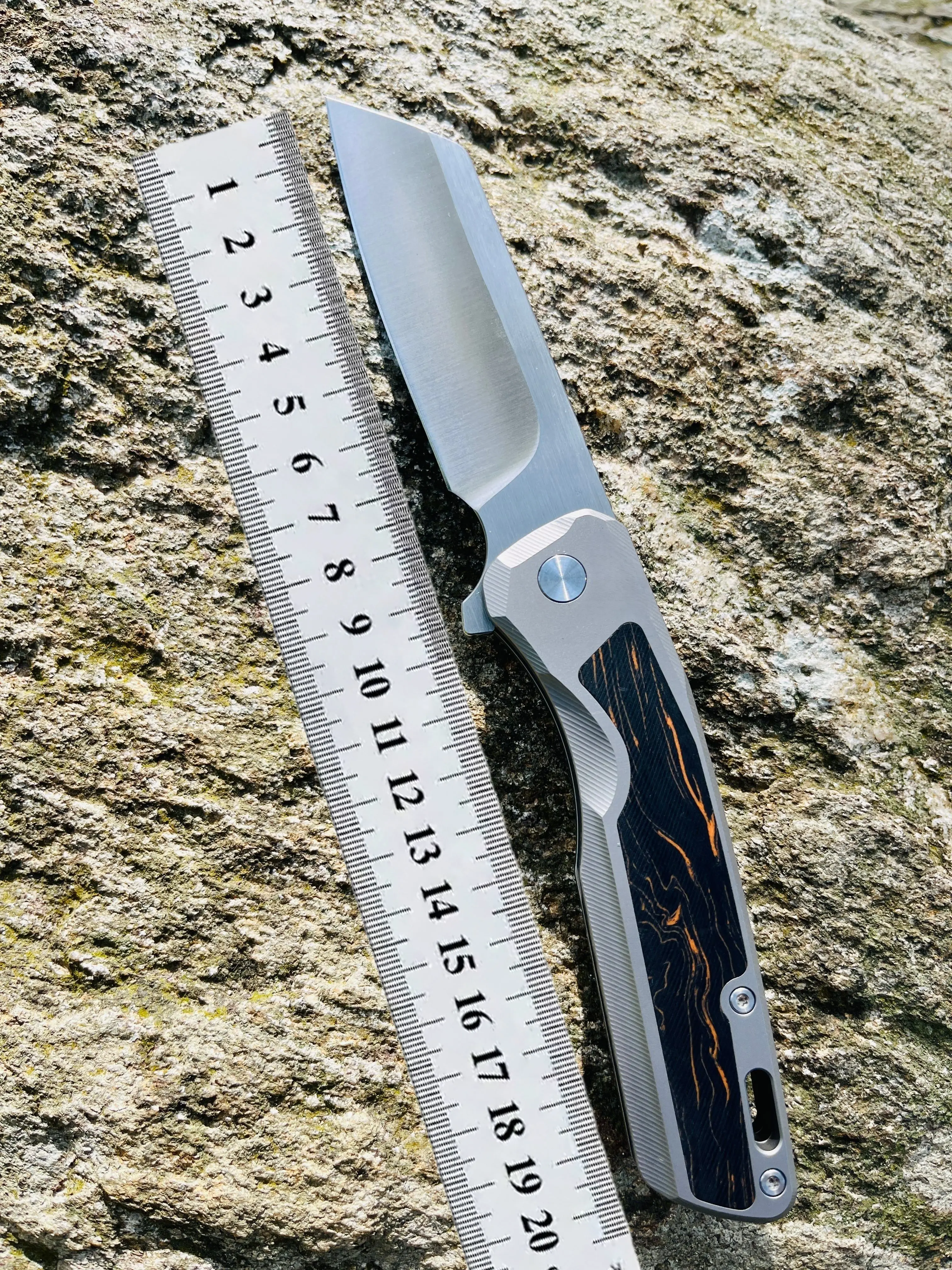 Premium Tanto Folding Pocket Knife – Titanium Handle with G10 Wood Inlay, EDC Tool for Camping & Rescue
Premium Tanto Folding Pocket Knife – Titanium Handle with G10 Wood Inlay, EDC Tool for Camping & Rescue