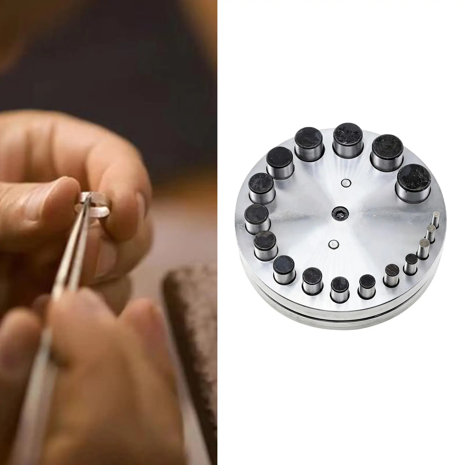 Metal Forming Punch Die 17 Hole Durable Jewelry Disc Cutter Tool for Professional Ring Making and Coin Craft
Metal Forming Punch Die 17 Hole Durable Jewelry Disc Cutter Tool for Professional Ring Making and Coin Craft