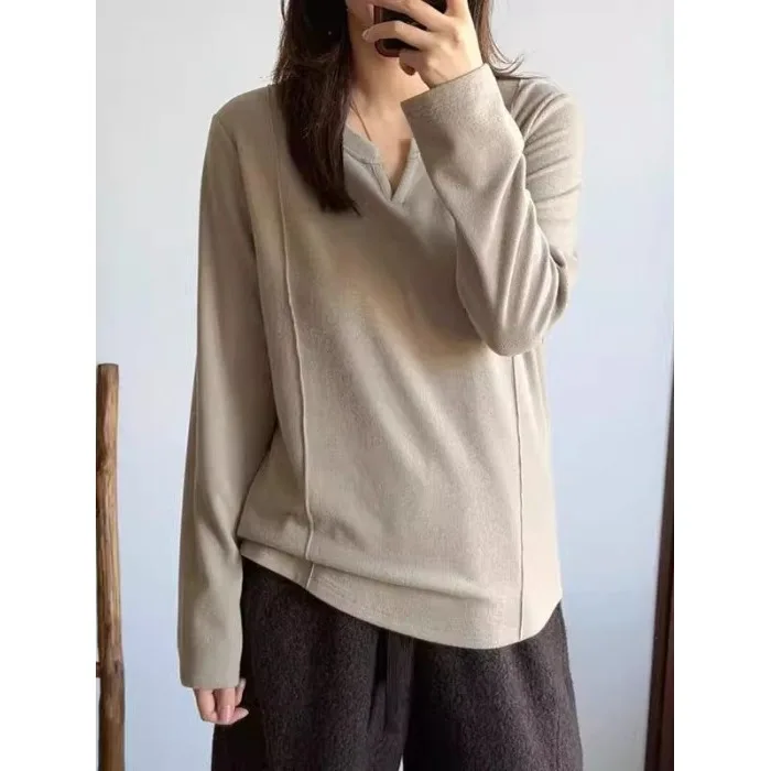 Slimming Effect Long Sve V-Ne plus Size Women's T-irt Faionable Loose Base irt Autumn Winter New Arrival
Slimming Effect Long Sve V-Ne plus Size Women's T-irt Faionable Loose Base irt Autumn Winter New Arrival