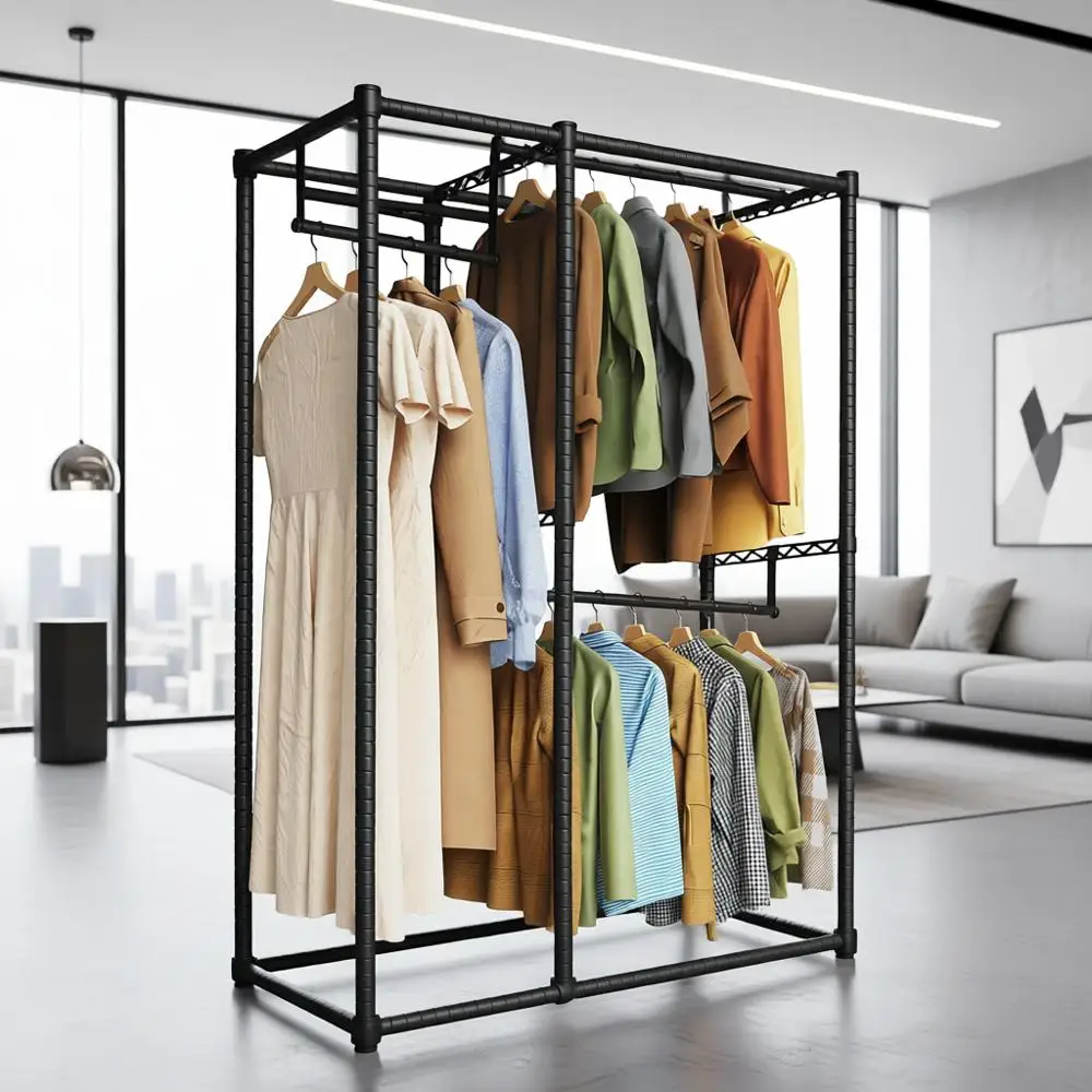 Прочная 4-ярусная отдельно стоящая вешалка для одежды с полками, портативная гардеробная система, вмещает до 850 фунтов, 45 Вт × 16,5 д × 76,4 ч, черный
Прочная 4-ярусная отдельно стоящая вешалка для одежды с полками, портативная гардеробная система, вмещает до 850 фунтов, 45 Вт × 16,5 д × 76,4 ч, черный