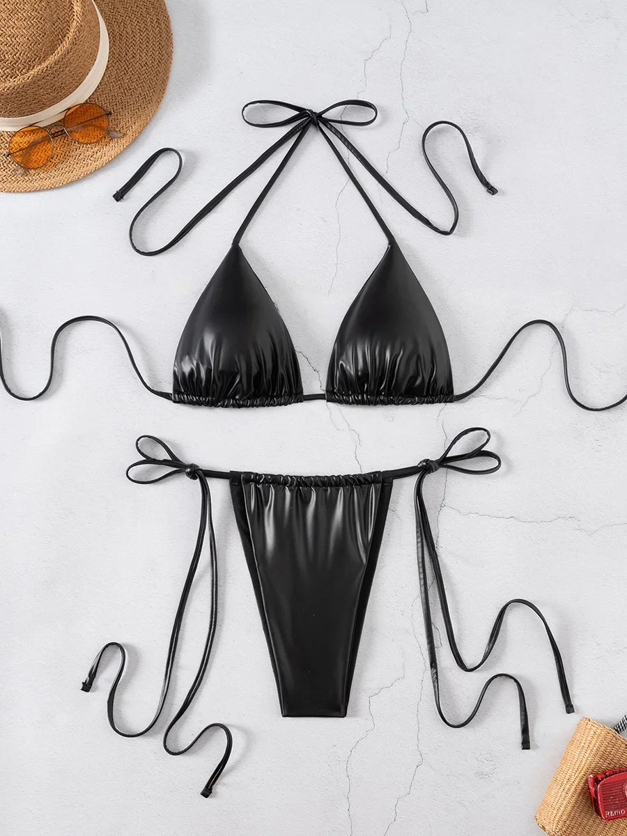 PU Faux Leather Mini Micro Thong Bikini Female Swimsuit Women Swimwear Two-pieces Bikini Set Bather Bathing Suit Swim Beachwear
PU Faux Leather Mini Micro Thong Bikini Female Swimsuit Women Swimwear Two-pieces Bikini Set Bather Bathing Suit Swim Beachwear