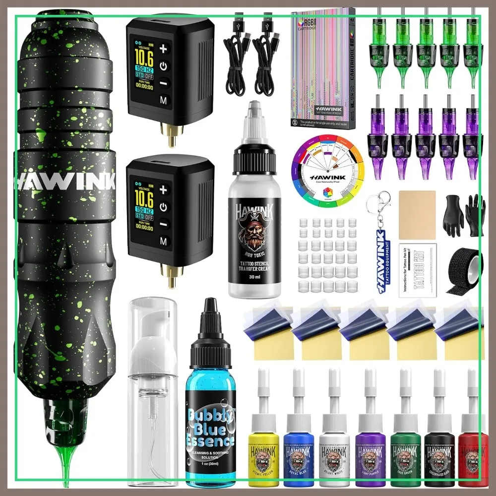 Tattoo Gun Kit with LCD Power Supply, 3.7V 1600mAh Battery, 7 Inks & Practice Skin
Tattoo Gun Kit with LCD Power Supply, 3.7V 1600mAh Battery, 7 Inks & Practice Skin