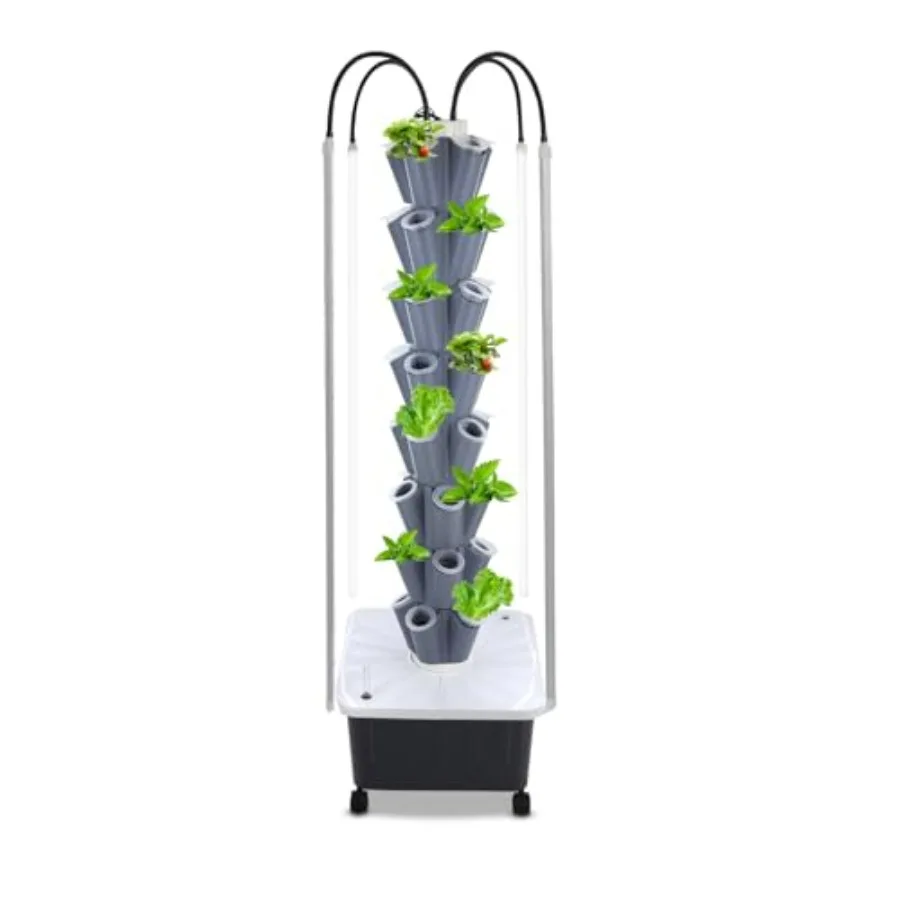 8-Layer Hydroponic Growing System with Grow Lights Vertical Planter Tower for Indoor Vegetable and Herb Gardening 40 Pots Grey
8-Layer Hydroponic Growing System with Grow Lights Vertical Planter Tower for Indoor Vegetable and Herb Gardening 40 Pots Grey