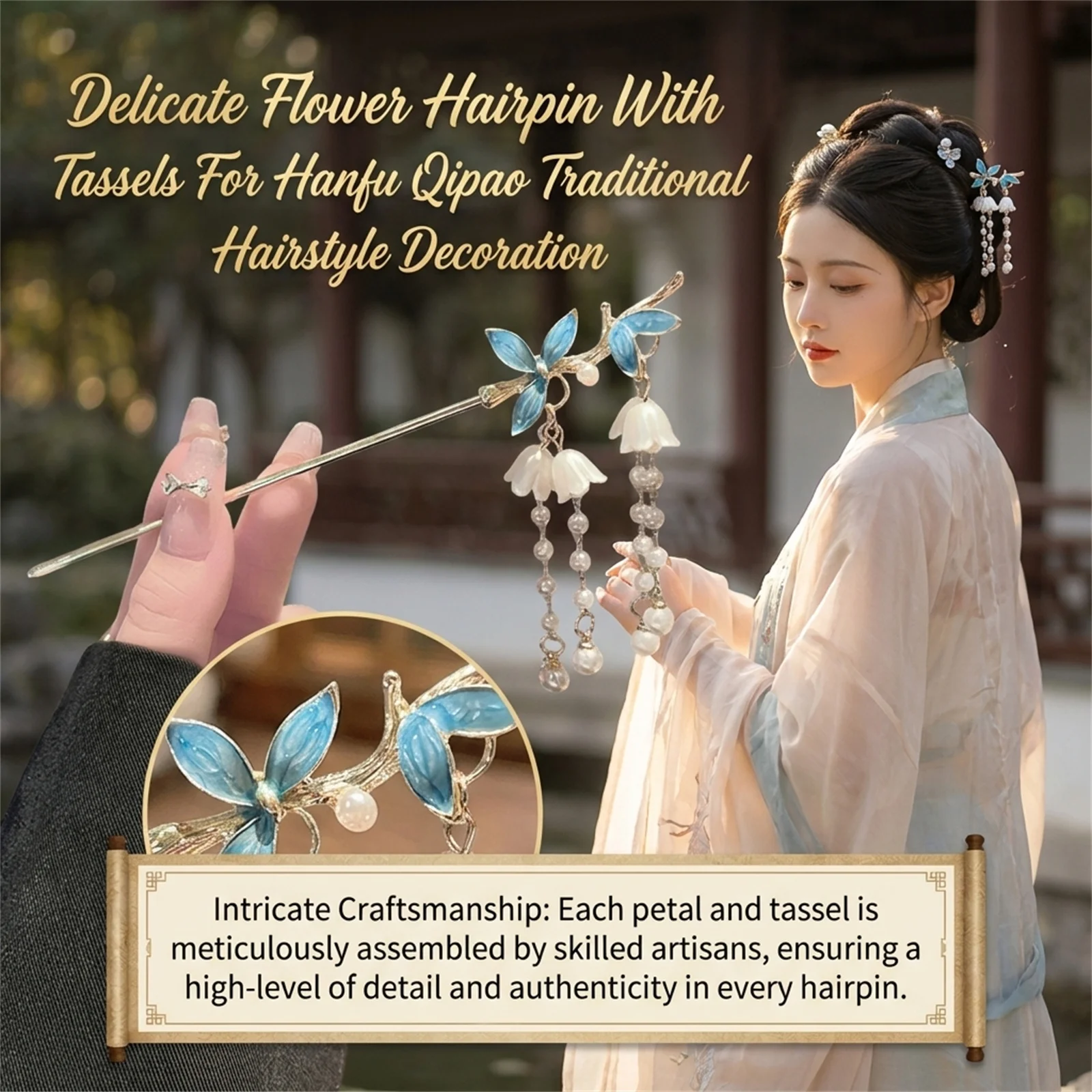 Flower Hairpins for Women Traditional Chinese Hanfu Hair Accessories Bridal Wedding Pearl Flower Ornament Festive Headdress
Flower Hairpins for Women Traditional Chinese Hanfu Hair Accessories Bridal Wedding Pearl Flower Ornament Festive Headdress