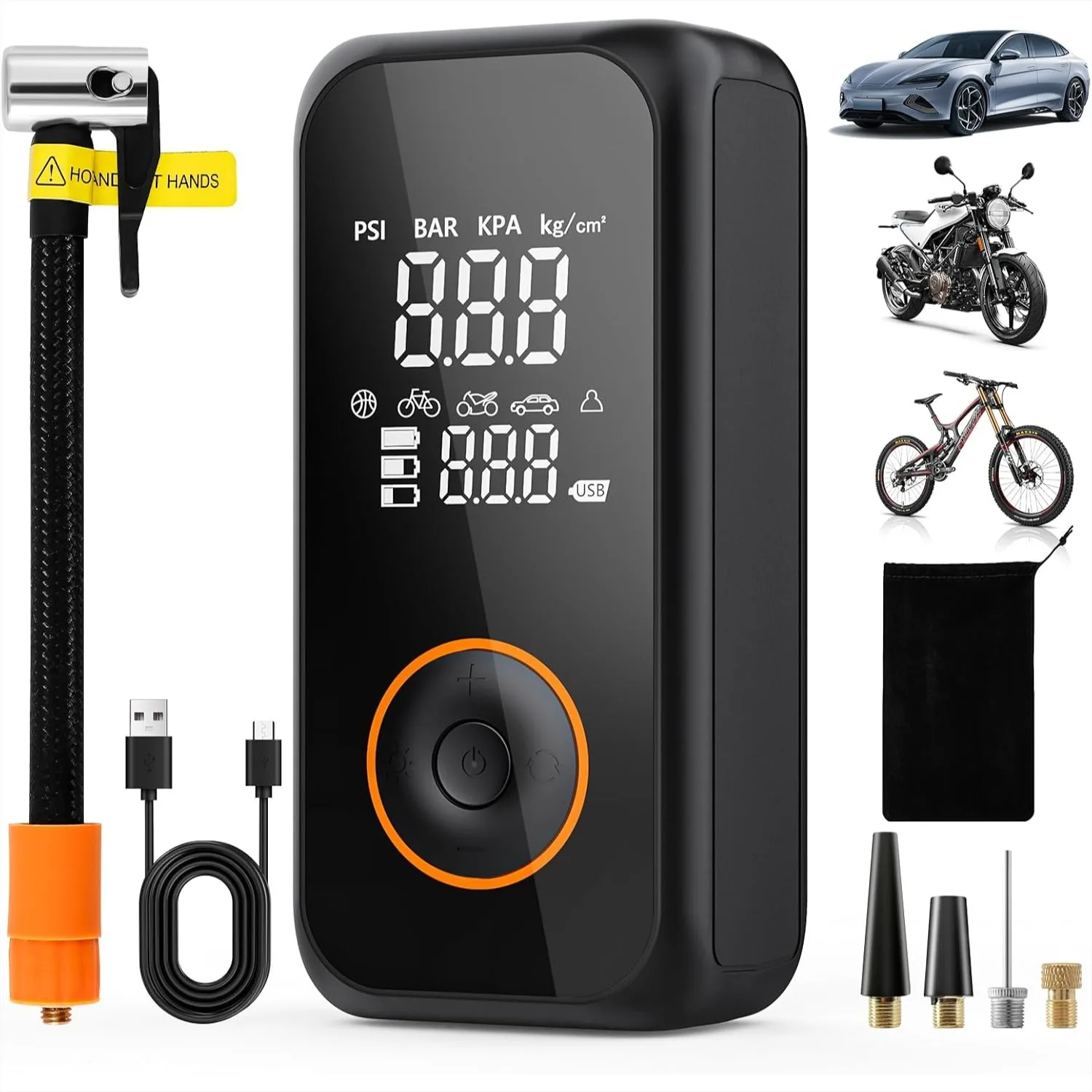 Cordless Tire Inflator 150PSI Air Pump with Digital Gauge, Auto-Off, LED Light for Car Bike Motorcycle Ball
Cordless Tire Inflator 150PSI Air Pump with Digital Gauge, Auto-Off, LED Light for Car Bike Motorcycle Ball