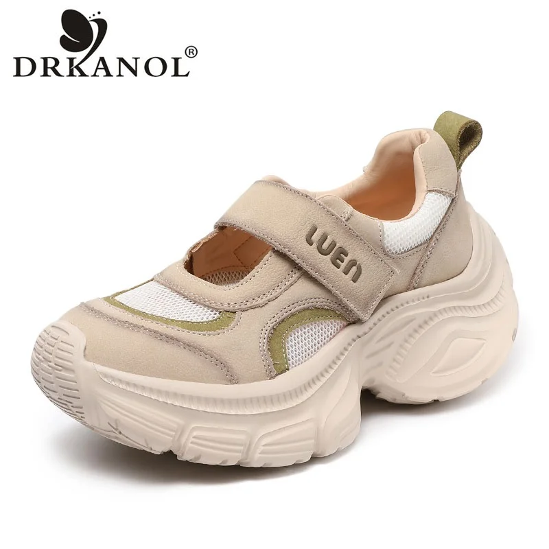 DRKANOL Women Casual Sneakers 2025 Summer Breathable Air Mesh Genuine Cow Leather Thick Bottom Height Increasing Platform Shoes
DRKANOL Women Casual Sneakers 2025 Summer Breathable Air Mesh Genuine Cow Leather Thick Bottom Height Increasing Platform Shoes
