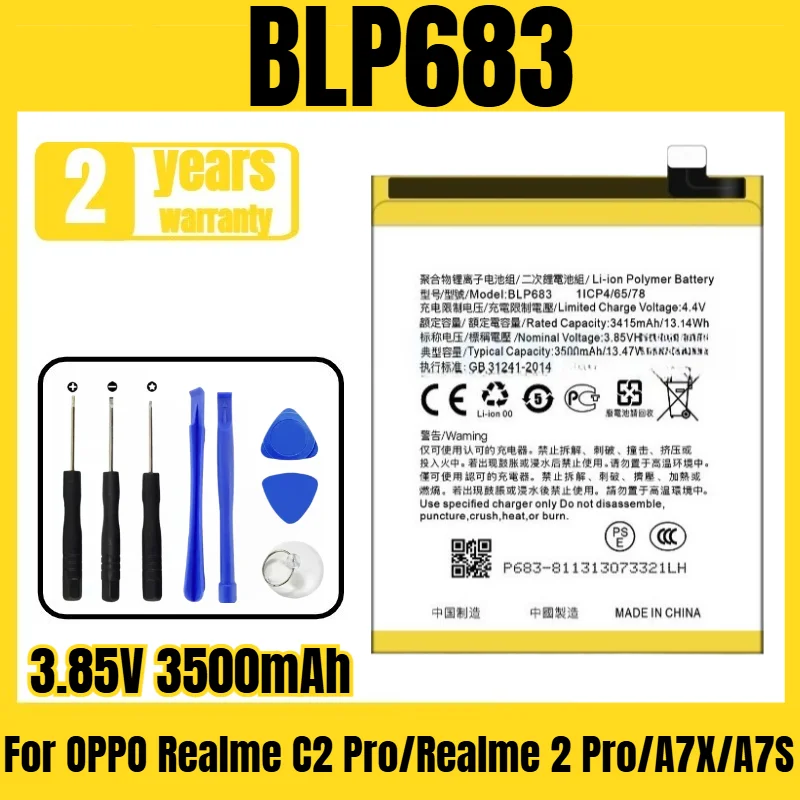 Applicable to OPPO Realme C2 Pro/Realme 2 Pro/A7X/A7S/F9 pro/F9 4 + 128G battery BLP683 mobile phone battery 3.85V 3500mAh
Applicable to OPPO Realme C2 Pro/Realme 2 Pro/A7X/A7S/F9 pro/F9 4 + 128G battery BLP683 mobile phone battery 3.85V 3500mAh