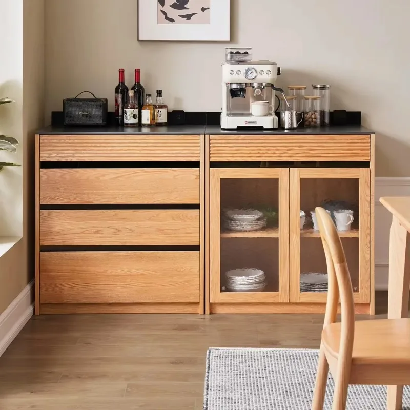 Simple black calcite top buffet sideboard for restaurant Solid wood oak sideboard
Simple black calcite top buffet sideboard for restaurant Solid wood oak sideboard